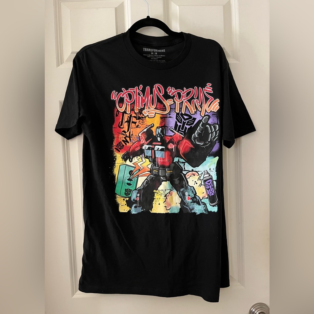 Men’s Transformers Graffiti Art Style Optimus Prime 
T-Shirt Black size M